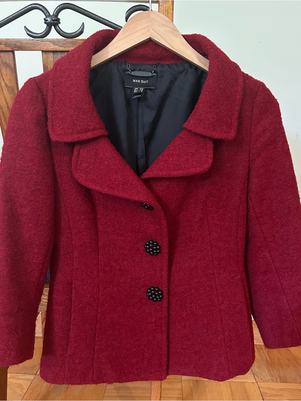 MNG SUIT Women's Burgundy Wool Blend Pea Coat